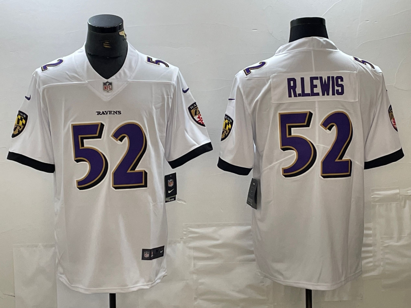 Men's Baltimore Ravens Ray Lewis #52 White Jersey